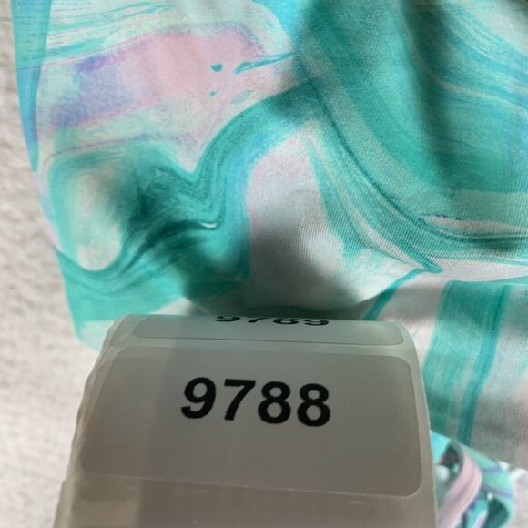 Aqua One Piece Swimsuit Women Large Multicolor Swirl Print‎ Cutout Stretch S9788 - Picture 5 of 5